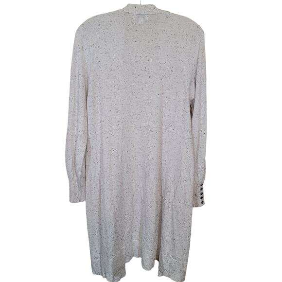 Eleven Eleven Speckled Open Front Knit Cardigan Sweater White Black Size Medium - Picture 2 of 8